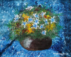 Flowers in pot by Margo Humphries