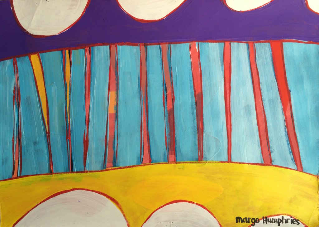 "Bunting" by Margo Humphries Original FOR SALE $30 - acrylic on card 30x21cm