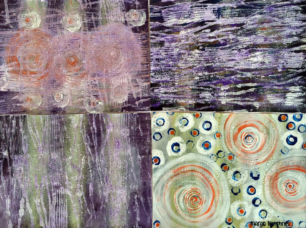 "Four Corners" by Margo Humphries - FOR SALE FRAMED $160 - acrylic, ink & lumieres on paper, size 56x67m