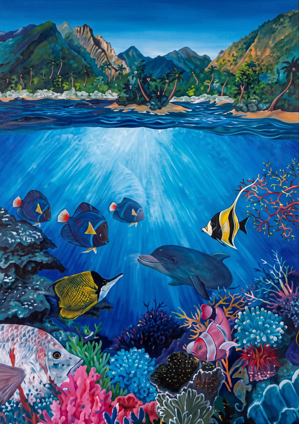 Aquatic 4 - Original acrylic painting enhanced by AI decades later in 2026